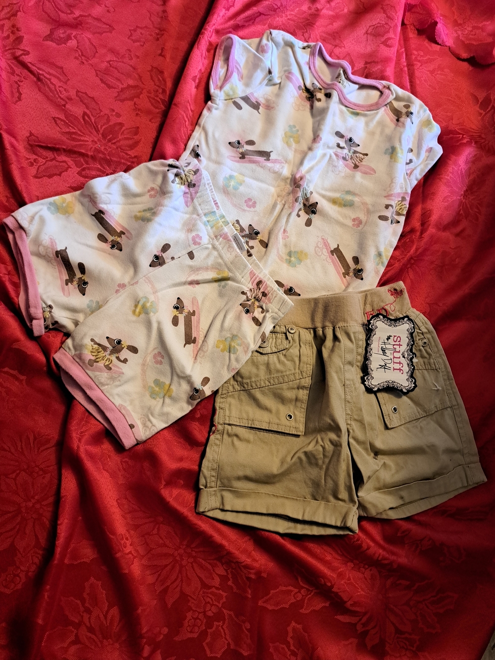 Unbranded Pink Dachshund-Print Short Pajama Set for Kids